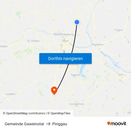Gemeinde Gaweinstal to Pinggau map