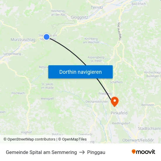 Gemeinde Spital am Semmering to Pinggau map