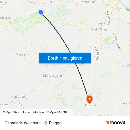 Gemeinde Weinburg to Pinggau map
