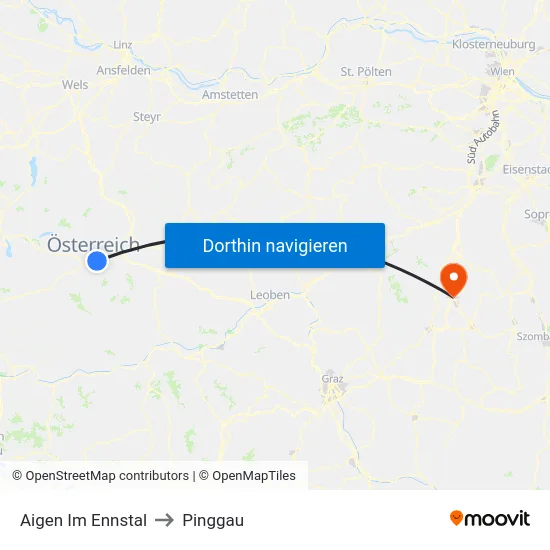 Aigen Im Ennstal to Pinggau map