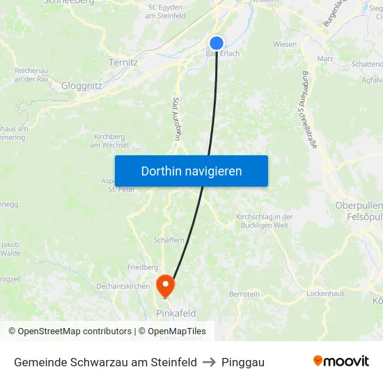 Gemeinde Schwarzau am Steinfeld to Pinggau map