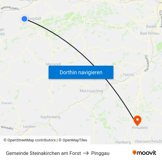 Gemeinde Steinakirchen am Forst to Pinggau map