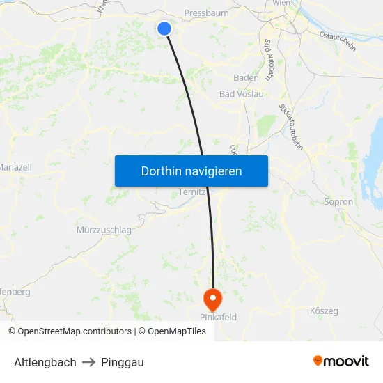 Altlengbach to Pinggau map