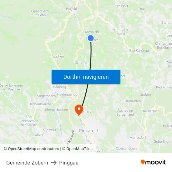 Gemeinde Zöbern to Pinggau map