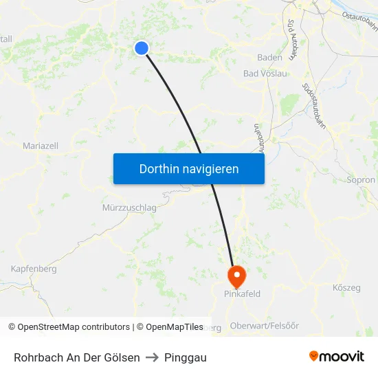 Rohrbach An Der Gölsen to Pinggau map