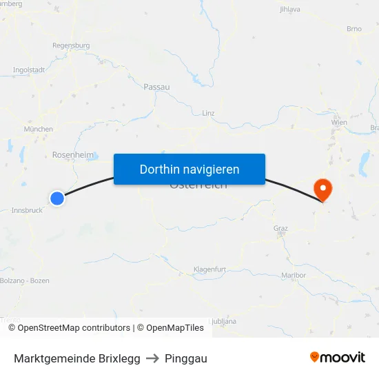 Marktgemeinde Brixlegg to Pinggau map