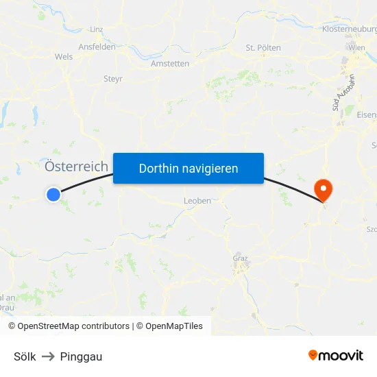 Sölk to Pinggau map