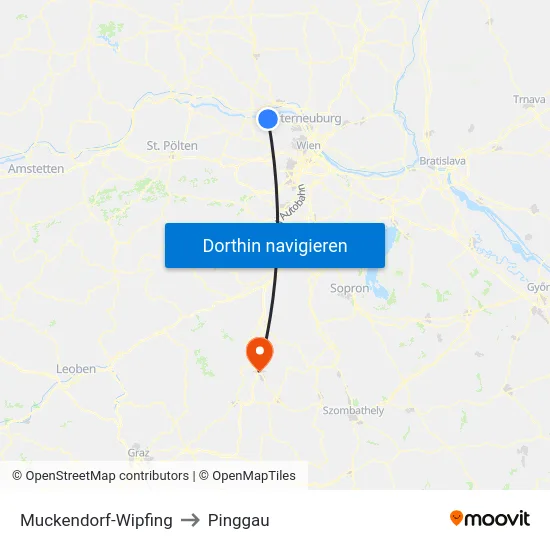Muckendorf-Wipfing to Pinggau map