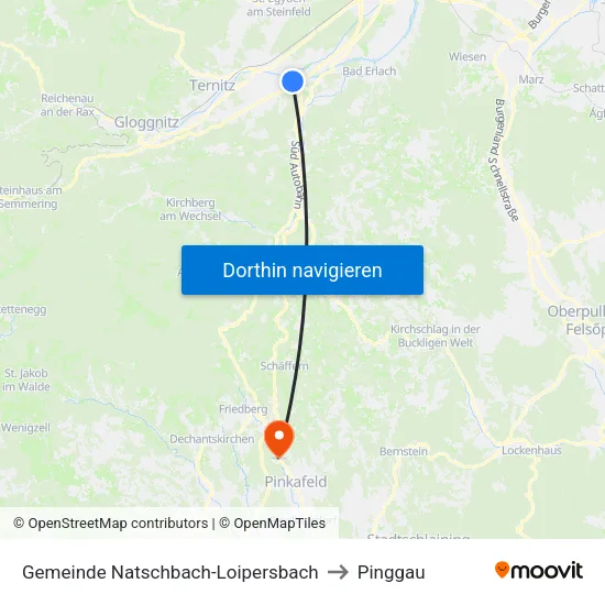 Gemeinde Natschbach-Loipersbach to Pinggau map