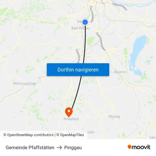 Gemeinde Pfaffstätten to Pinggau map