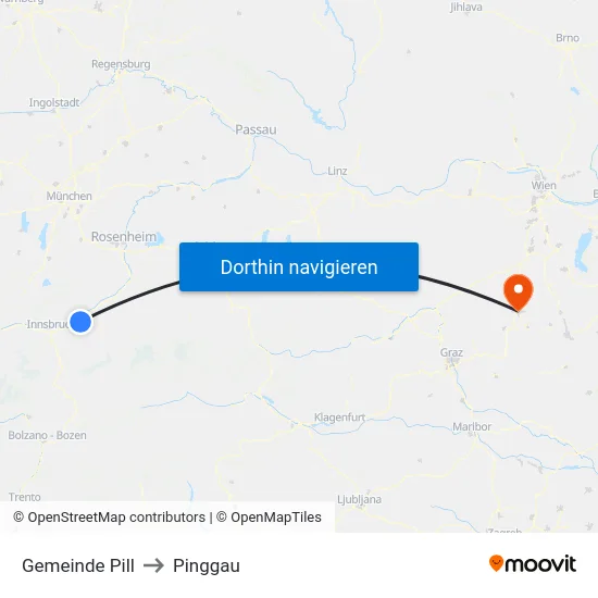 Gemeinde Pill to Pinggau map