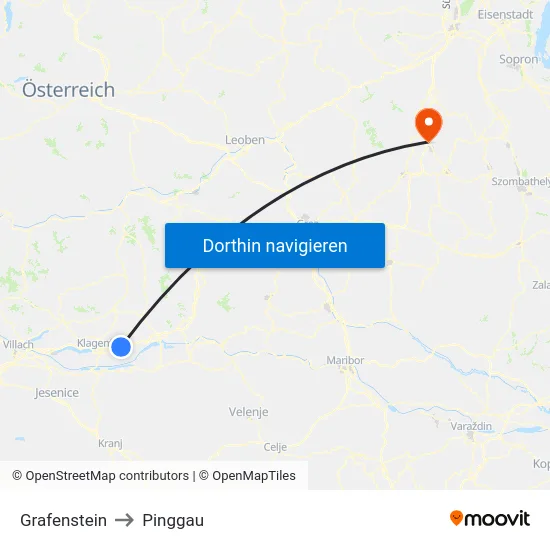 Grafenstein to Pinggau map