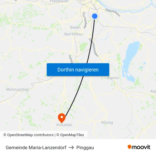 Gemeinde Maria-Lanzendorf to Pinggau map