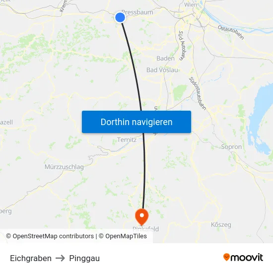 Eichgraben to Pinggau map