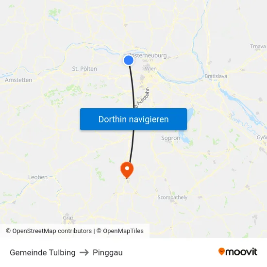 Gemeinde Tulbing to Pinggau map