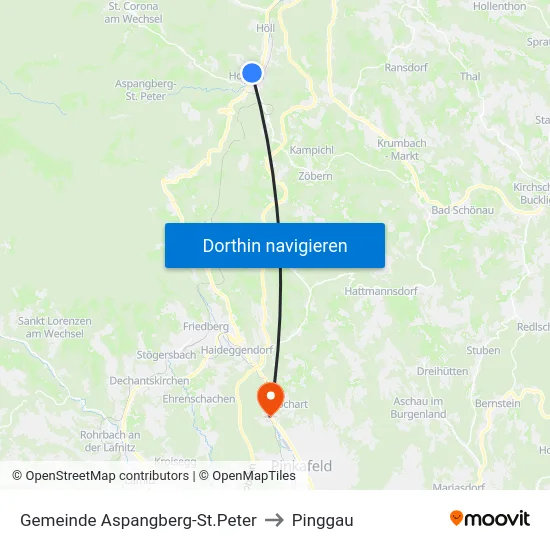 Gemeinde Aspangberg-St.Peter to Pinggau map