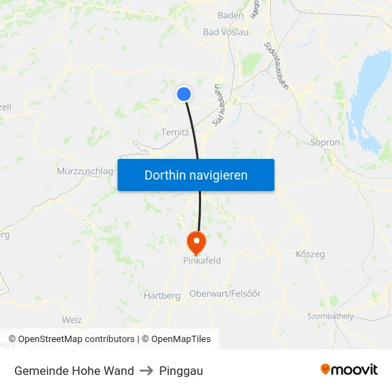 Gemeinde Hohe Wand to Pinggau map