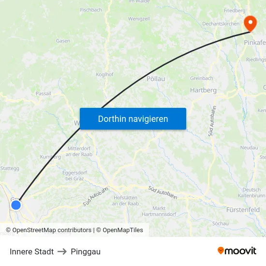 Innere Stadt to Pinggau map