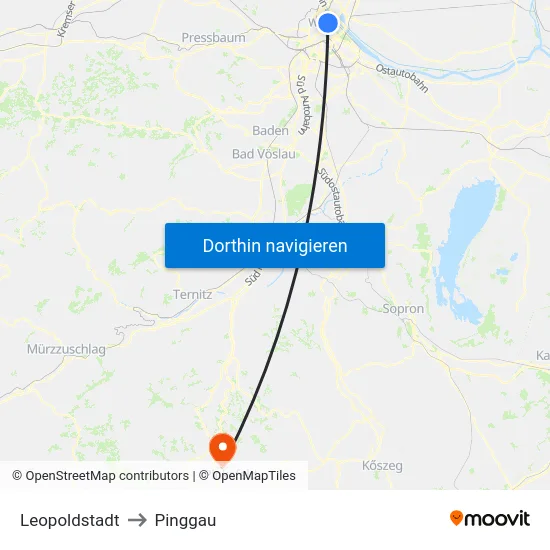 Leopoldstadt to Pinggau map