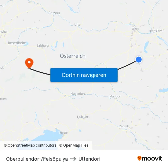 Oberpullendorf/Felsőpulya to Uttendorf map