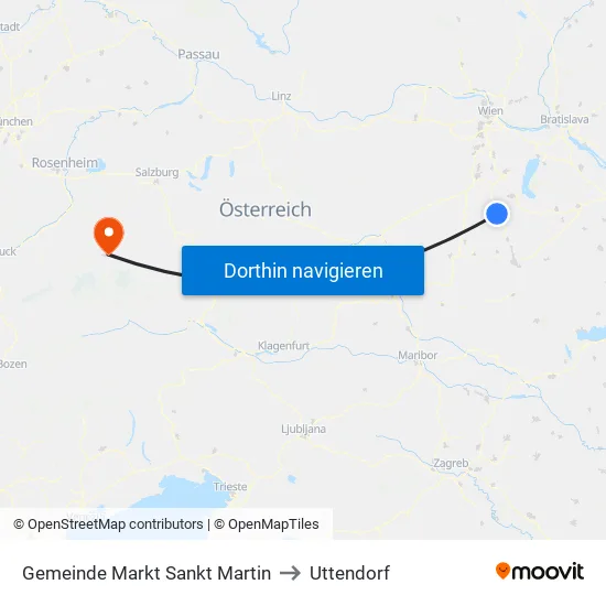 Gemeinde Markt Sankt Martin to Uttendorf map