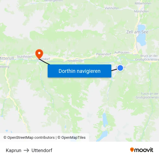 Kaprun to Uttendorf map