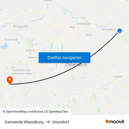 Gemeinde Wieselburg to Uttendorf map