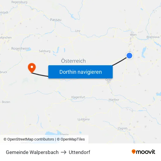 Gemeinde Walpersbach to Uttendorf map