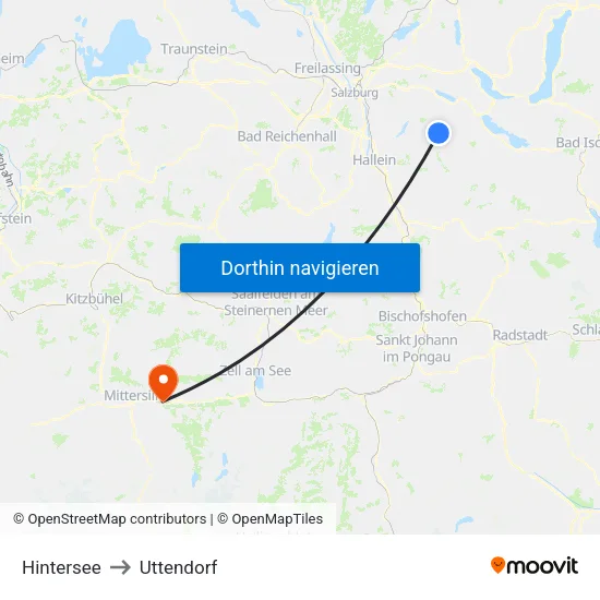 Hintersee to Uttendorf map