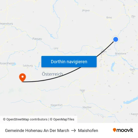 Gemeinde Hohenau An Der March to Maishofen map
