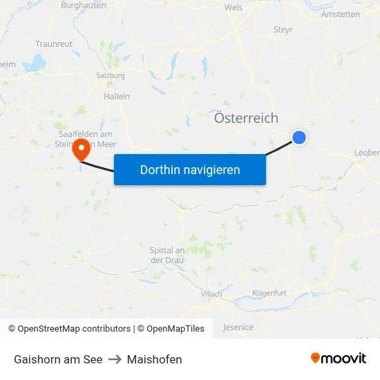 Gaishorn am See to Maishofen map