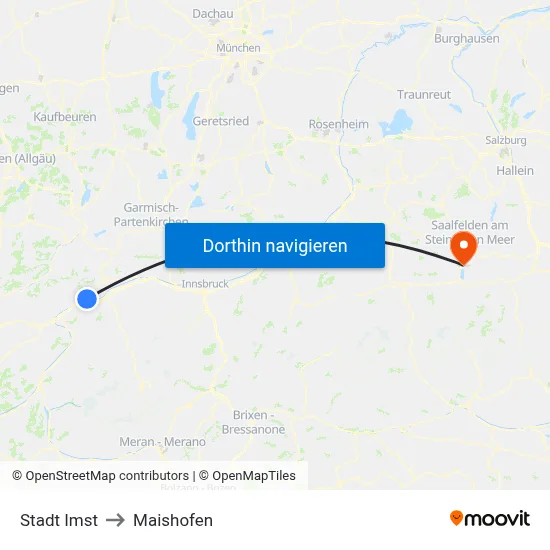 Stadt Imst to Maishofen map