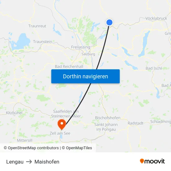 Lengau to Maishofen map