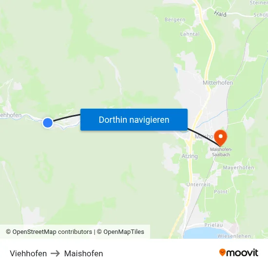 Viehhofen to Maishofen map