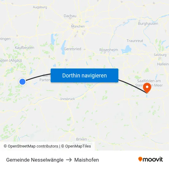 Gemeinde Nesselwängle to Maishofen map