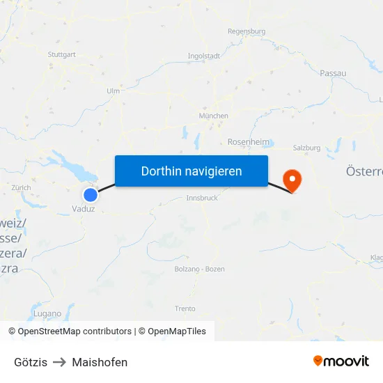 Götzis to Maishofen map