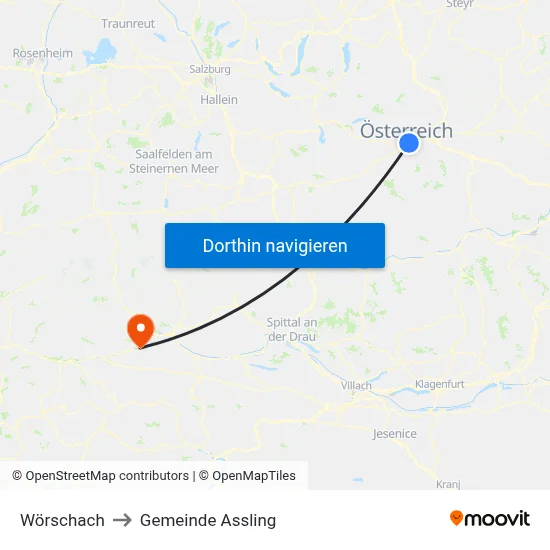 Wörschach to Gemeinde Assling map