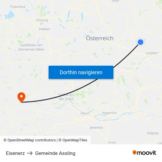 Eisenerz to Gemeinde Assling map