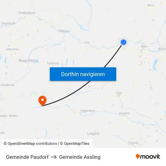 Gemeinde Paudorf to Gemeinde Assling map