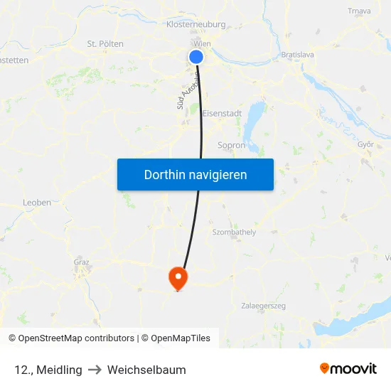12., Meidling to Weichselbaum map