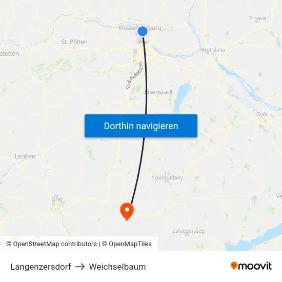 Langenzersdorf to Weichselbaum map