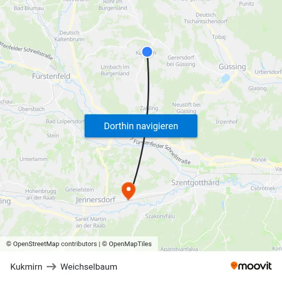 Kukmirn to Weichselbaum map