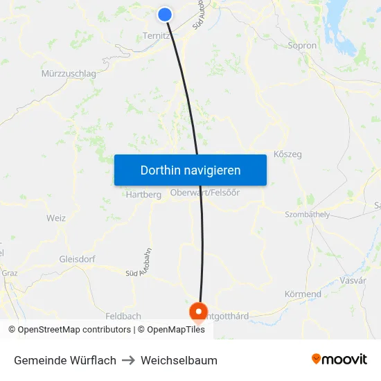 Gemeinde Würflach to Weichselbaum map
