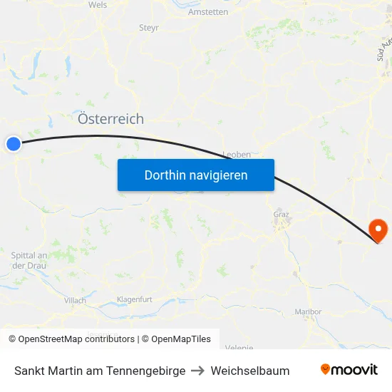 Sankt Martin am Tennengebirge to Weichselbaum map
