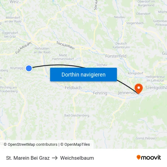 St. Marein Bei Graz to Weichselbaum map