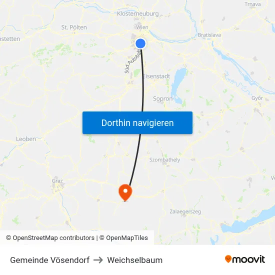 Gemeinde Vösendorf to Weichselbaum map