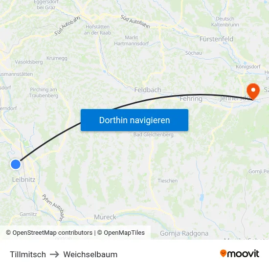 Tillmitsch to Weichselbaum map