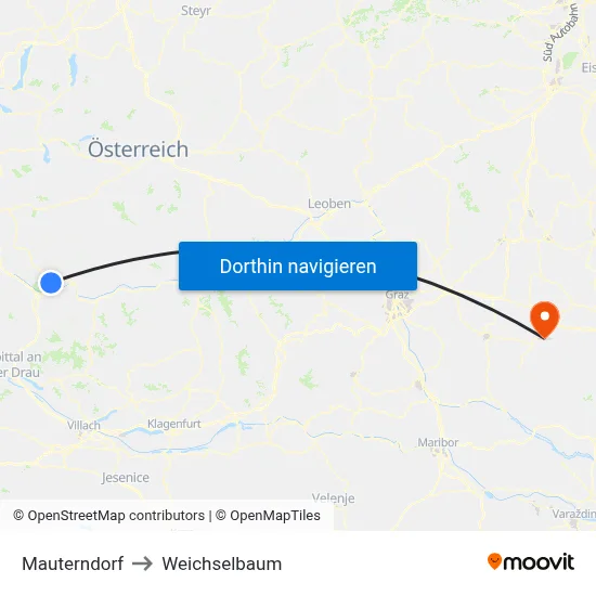 Mauterndorf to Weichselbaum map