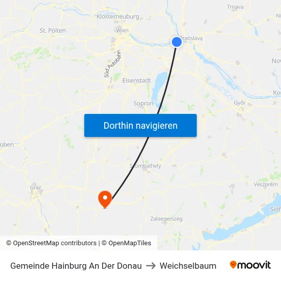 Gemeinde Hainburg An Der Donau to Weichselbaum map
