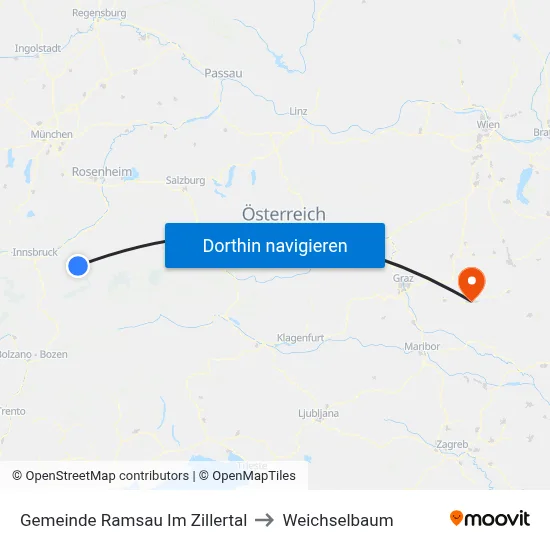 Gemeinde Ramsau Im Zillertal to Weichselbaum map